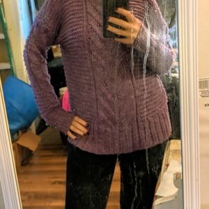 American Eagle Outfitters Purple Cable Knit Sweater